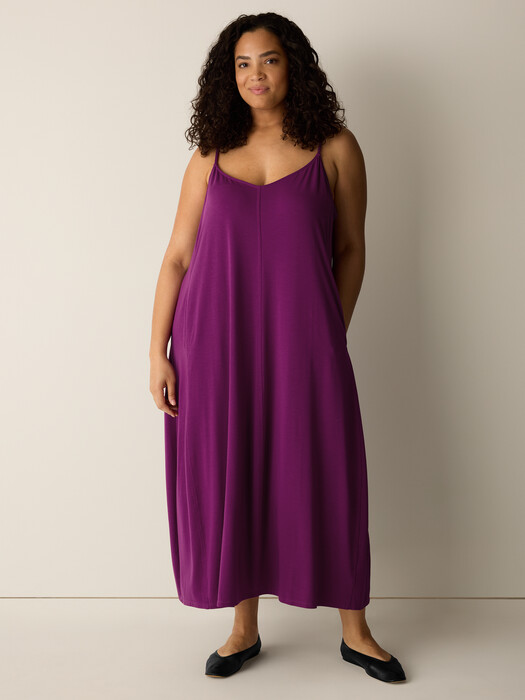 eileen fisher silk jersey dress EILEEN FISHER Stretch TENCEL Jersey V Neck Dress, Regular - XS(2-4)
