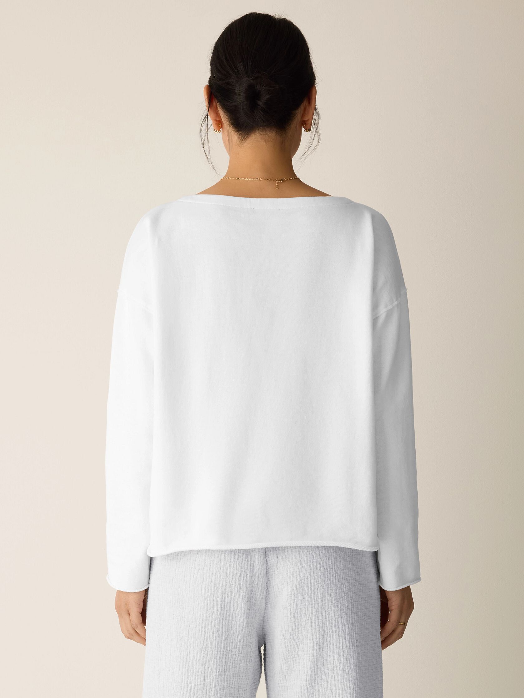 Garment-Dyed Organic Cotton Terry Bateau Neck Box-Top