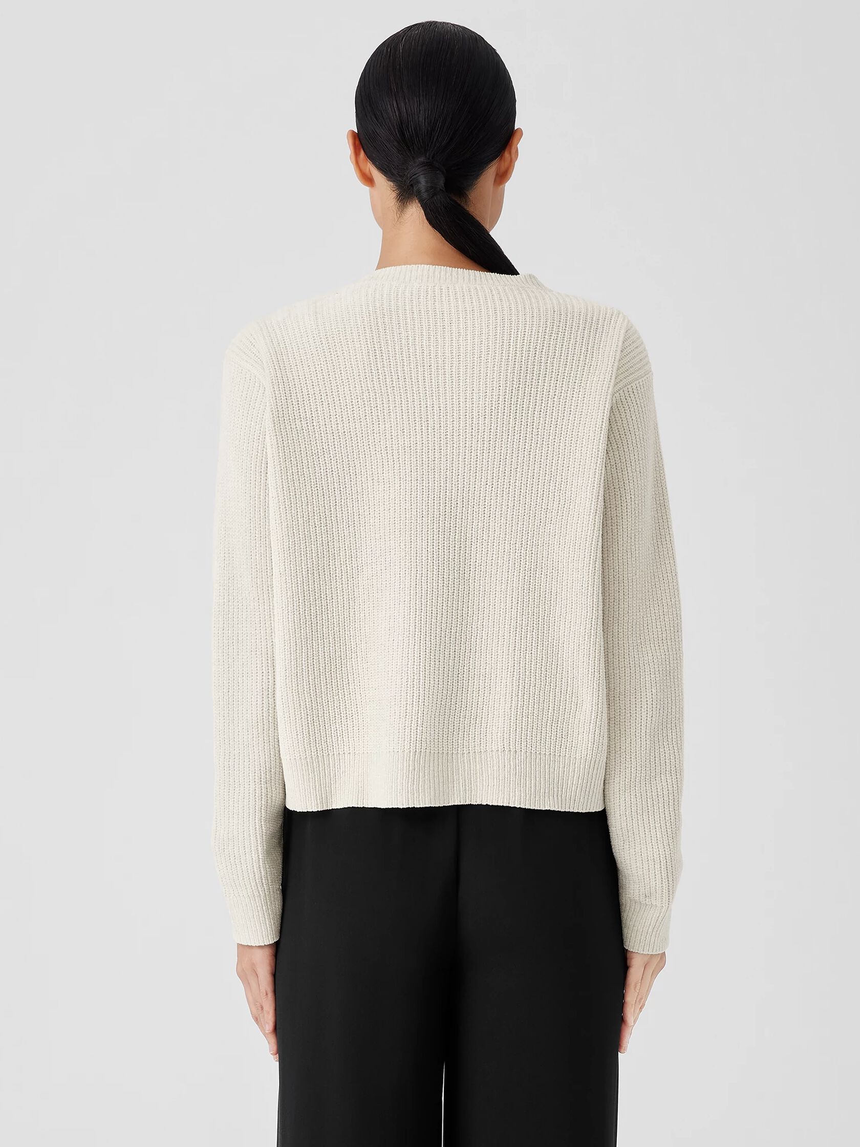 Organic Cotton Chenille Crew Neck Cardigan