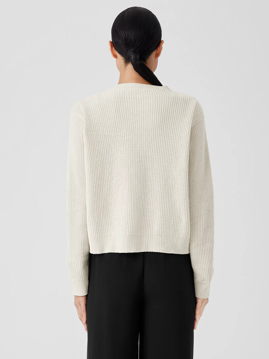 Organic Cotton Chenille Crew Neck Cardigan