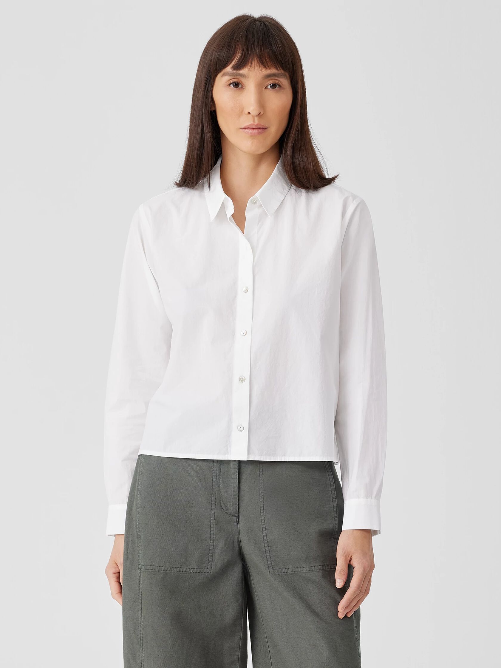 Washed Organic Cotton Poplin Classic Collar Short Shirt