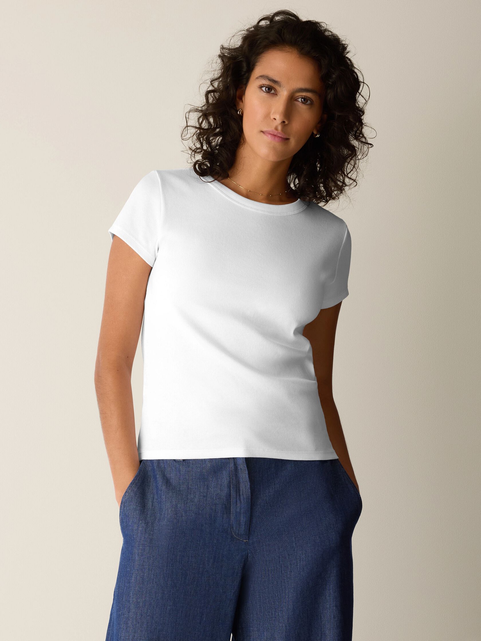 Organic Cotton Stretch Rib Crew Neck Tee