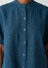 Washed Organic Linen Délavé Band Collar Shirt