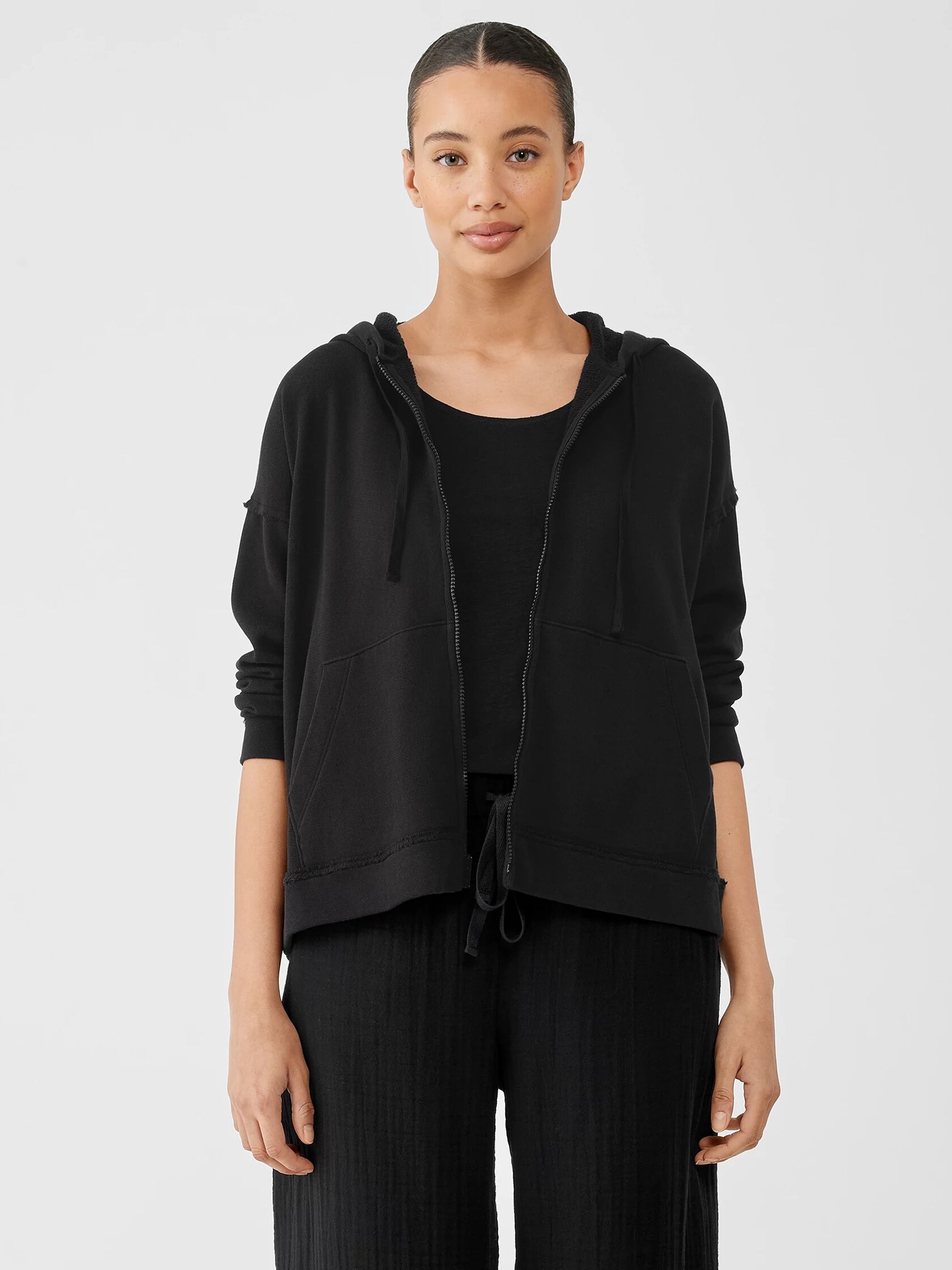 Lightweight Organic Cotton Terry Hooded Top