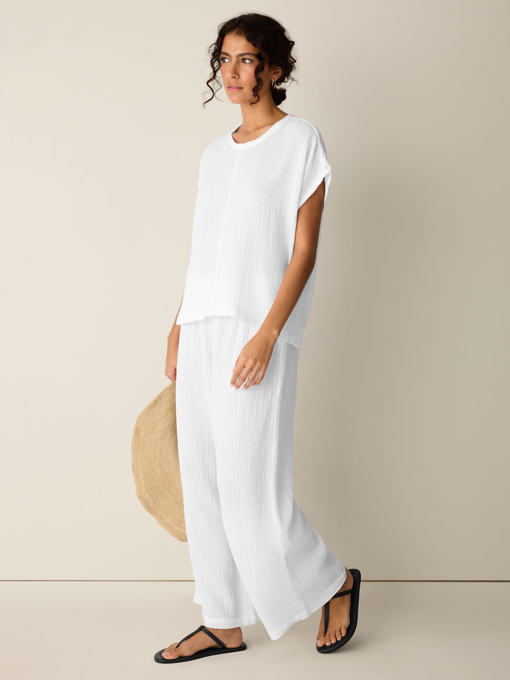 Organic Cotton Lofty Gauze Round Neck Box-Top