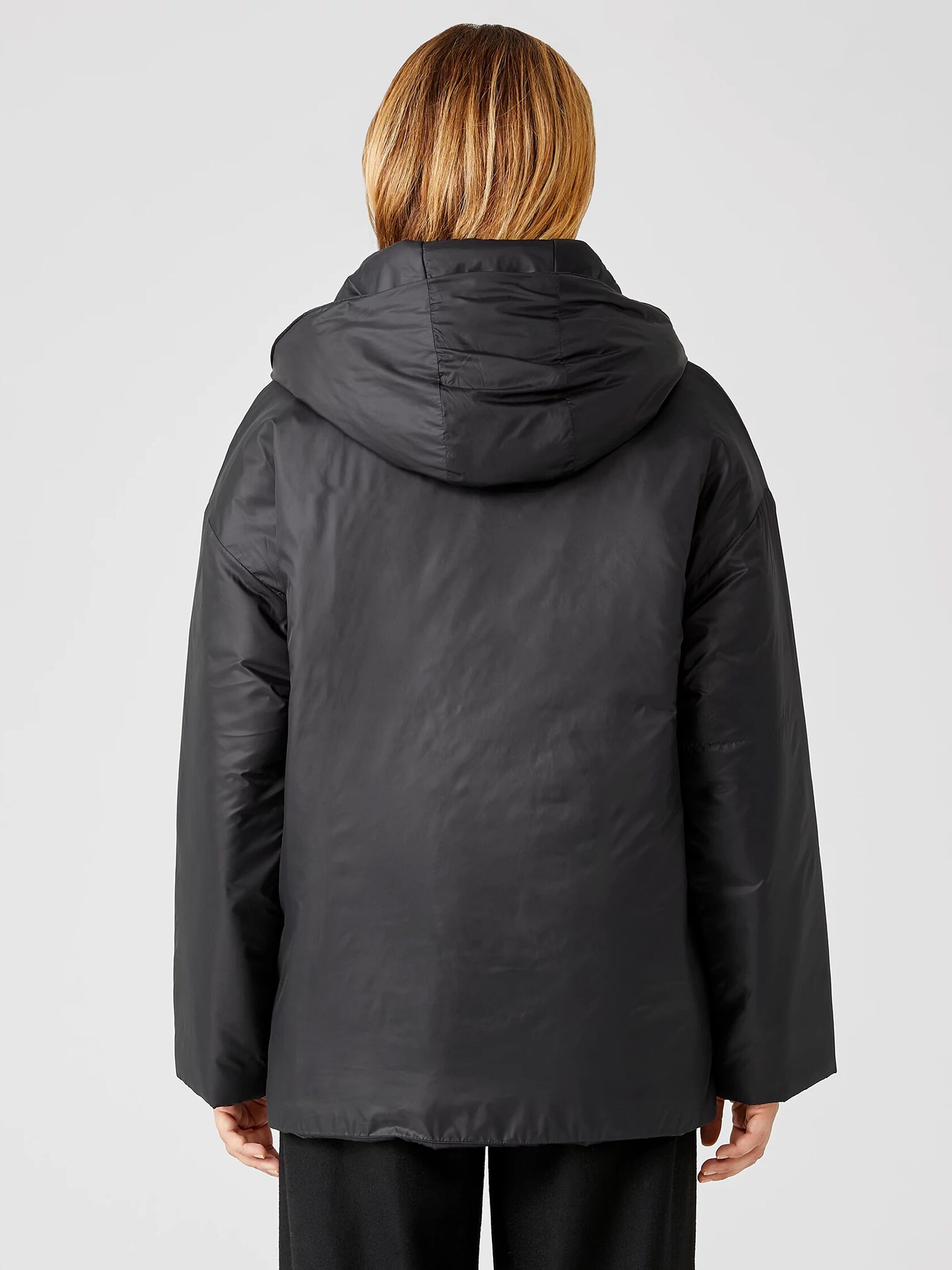 Eggshell Recycled Nylon Hooded Coat