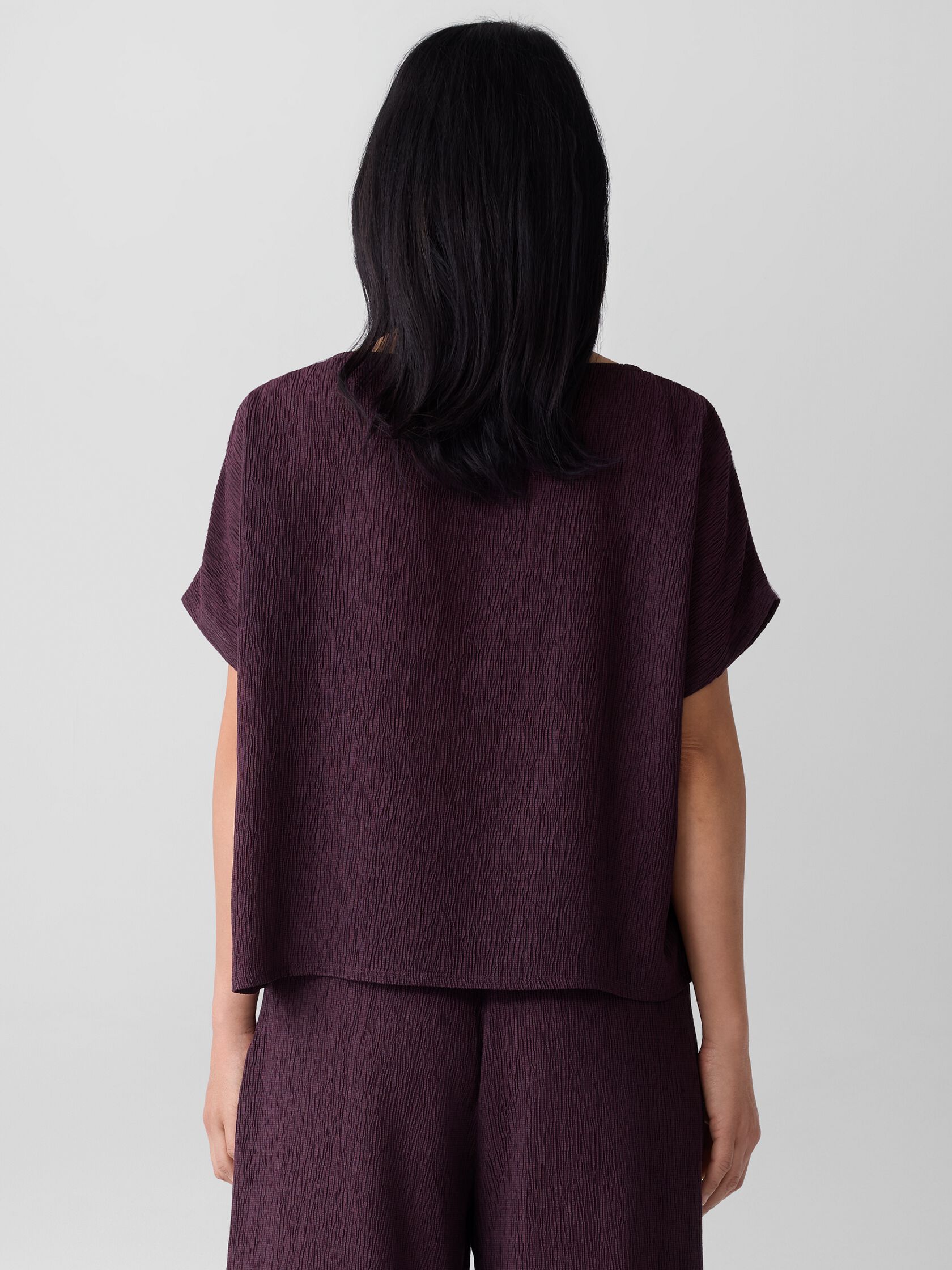 Woven Plissé Dolman Sleeve Top
