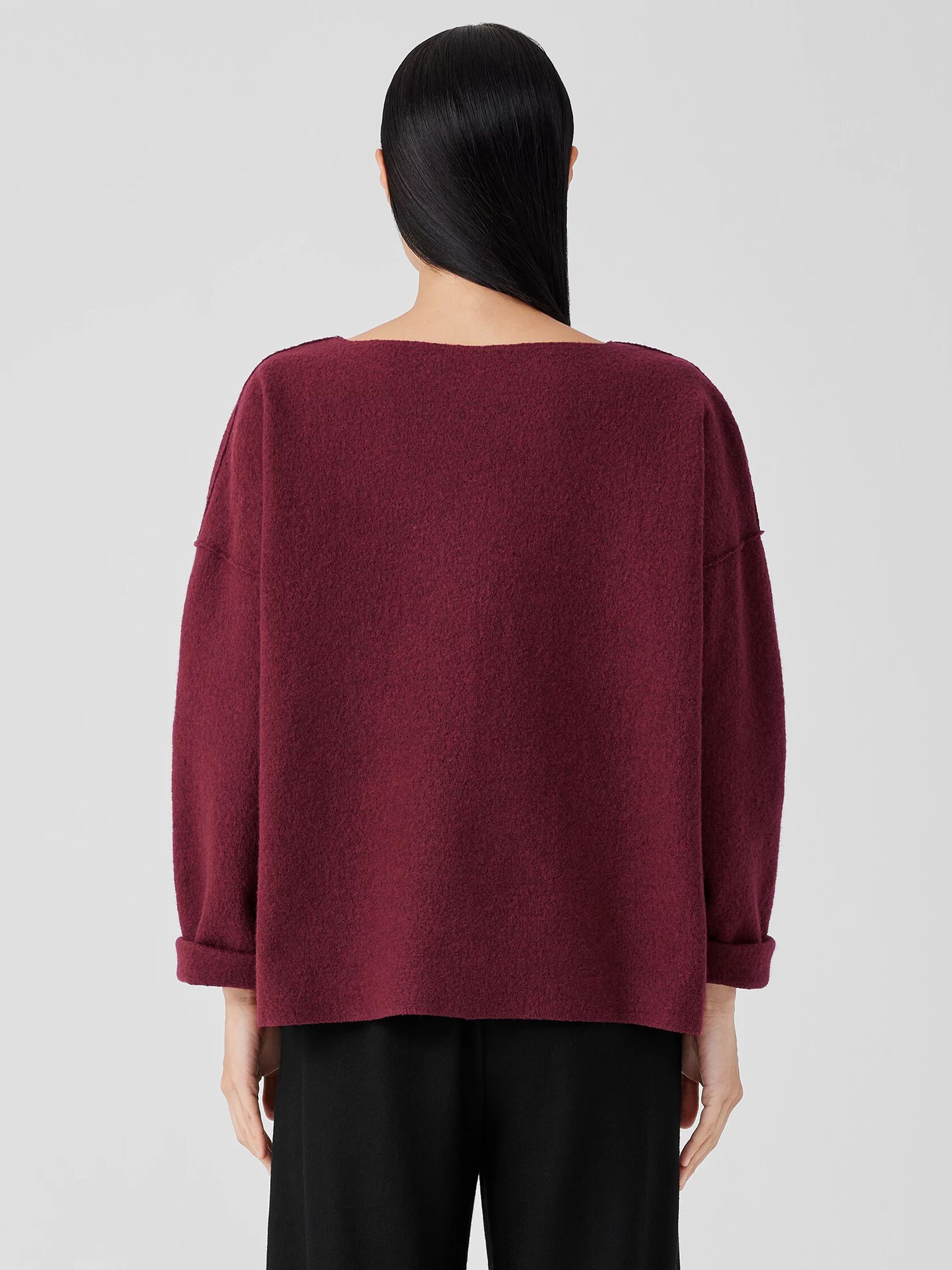 Lightweight Boiled Wool Bateau Neck Top in Regenerative Wool