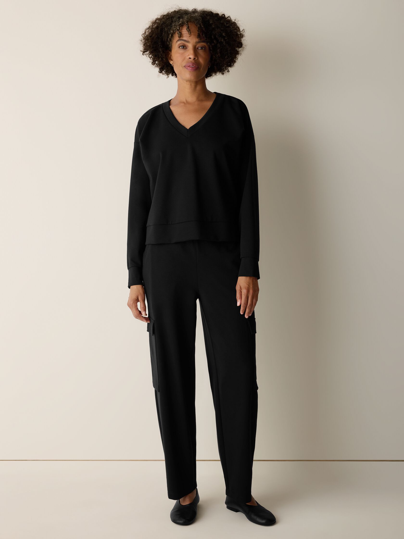 Lightweight Ponte V-Neck Top