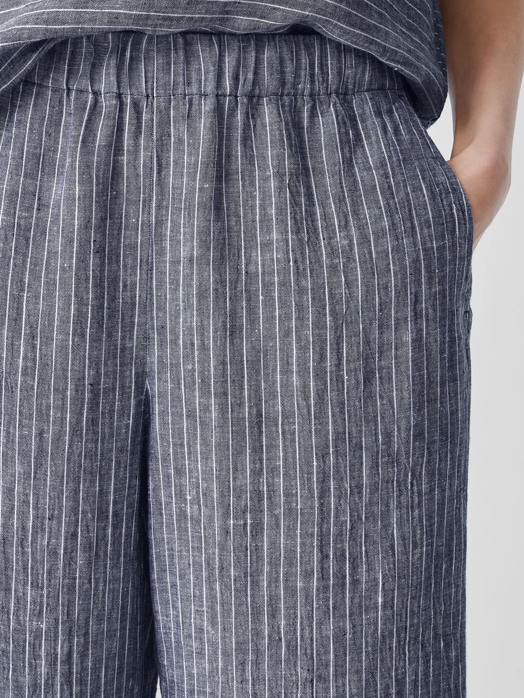 Puckered Organic Linen Wide-Leg Pant