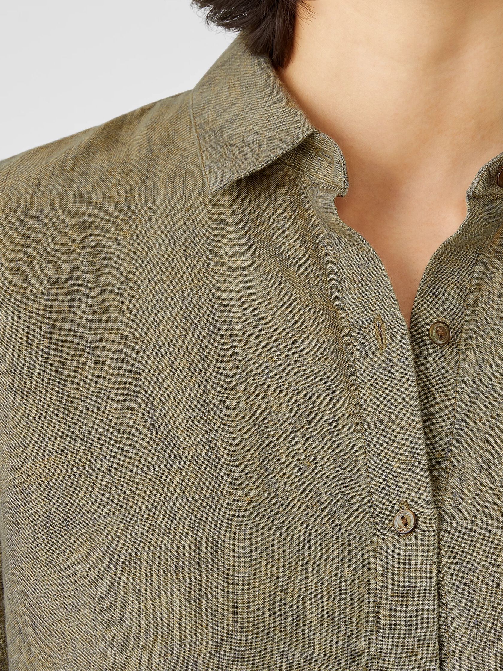 Washed Organic Linen Delave Classic Collar Shirt