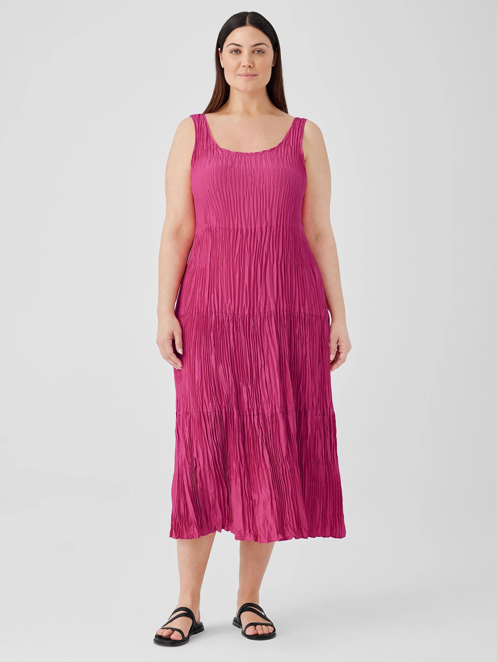 Crushed Silk Tiered Dress