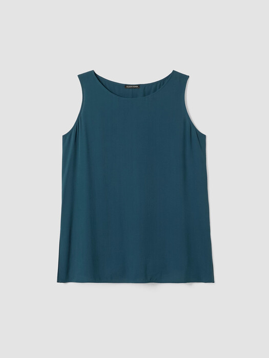 Silk Georgette Crepe Ballet Neck Long Tank