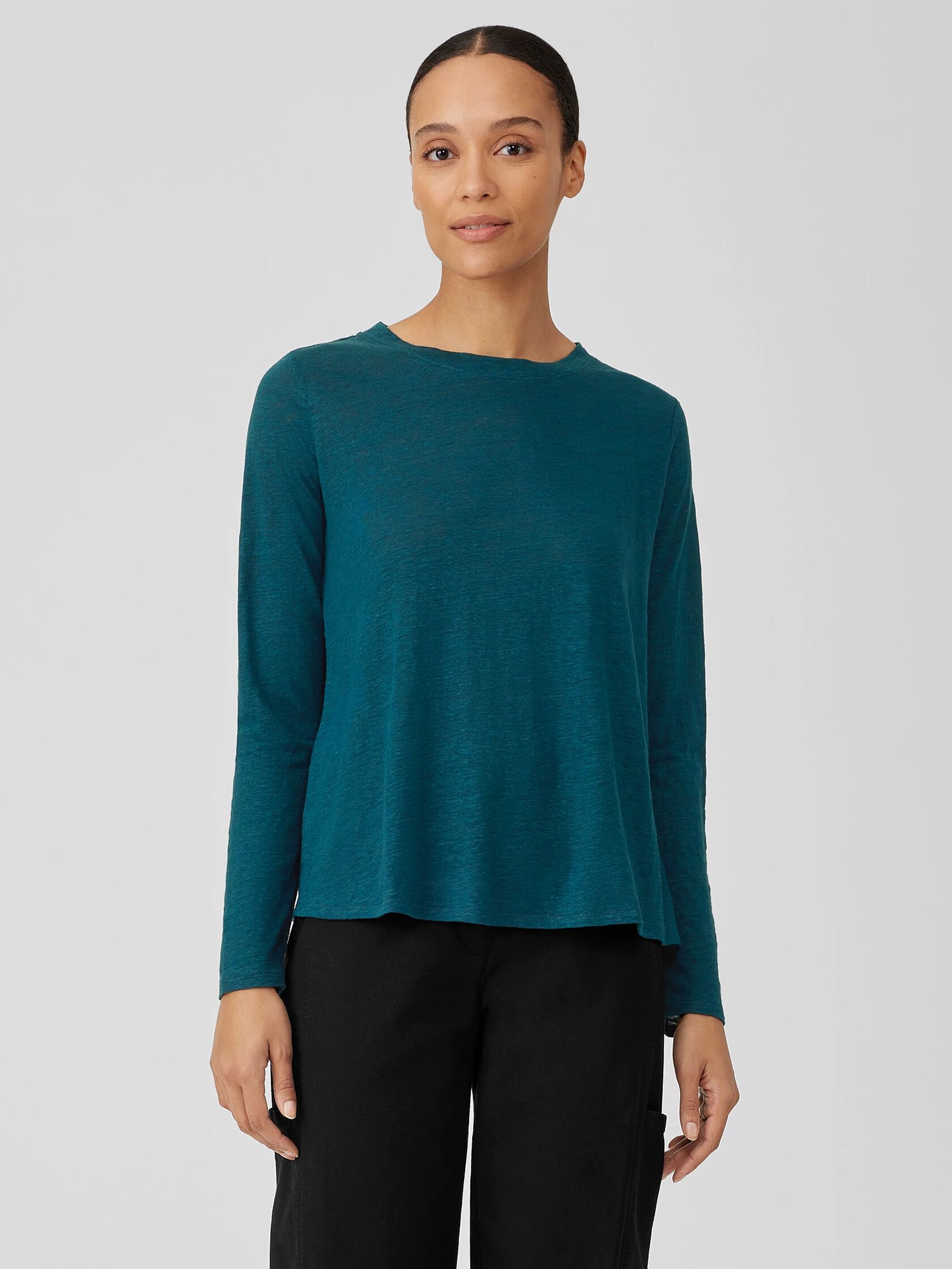 Organic Linen Jersey Crew Neck Top