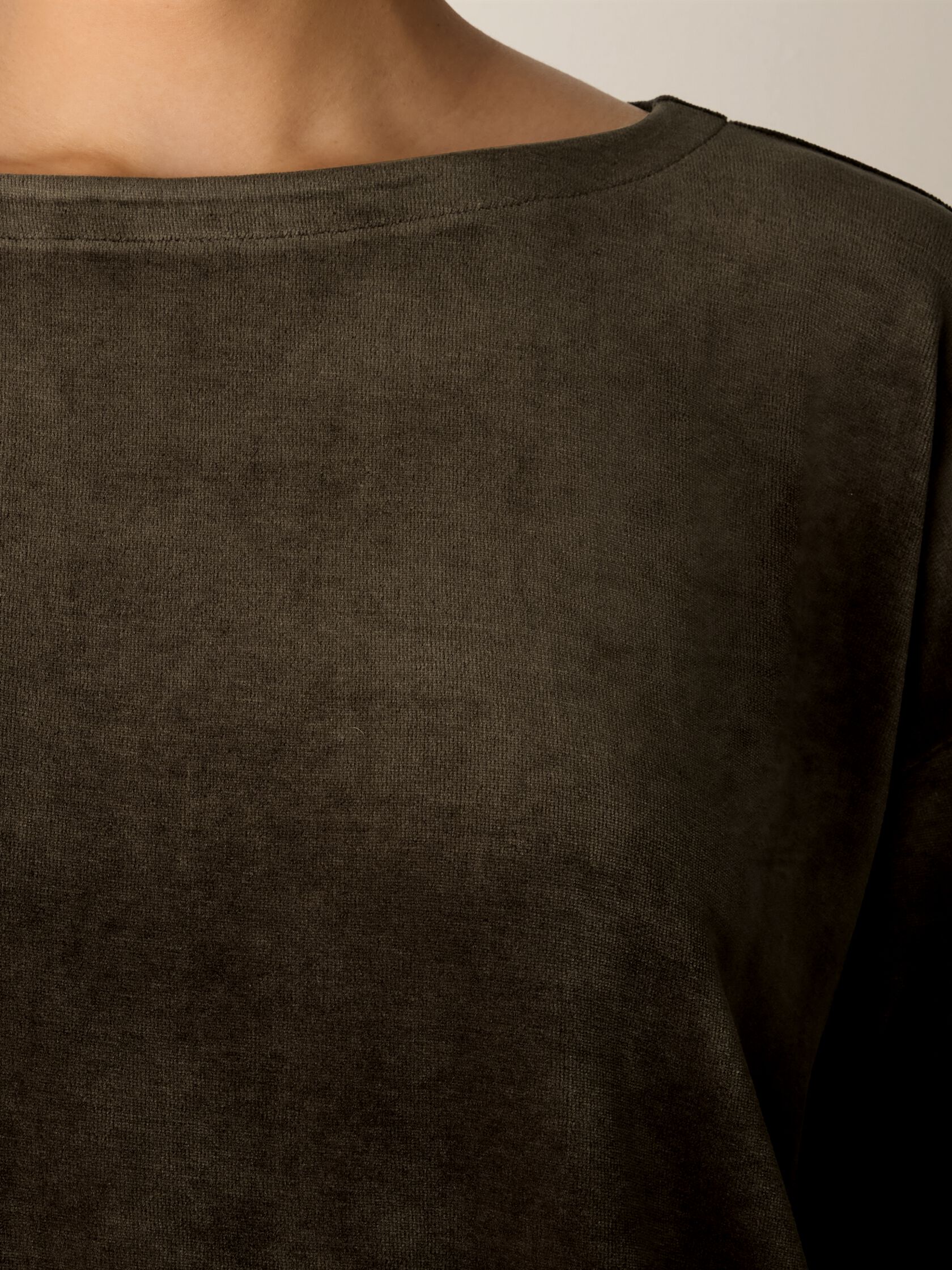 Cozy Velour Knit Bateau Neck Top