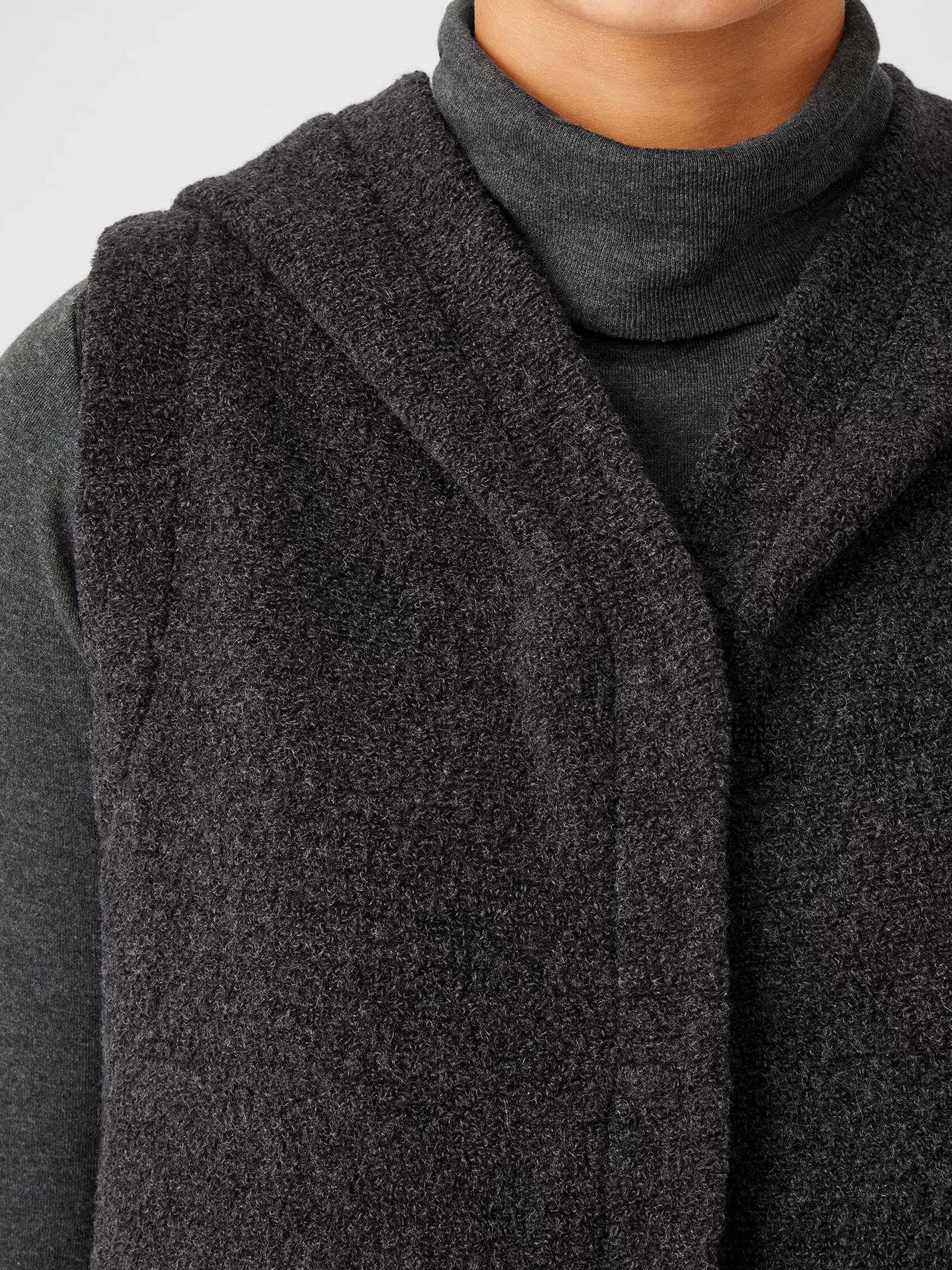 Boucle Wool Knit Hooded Vest