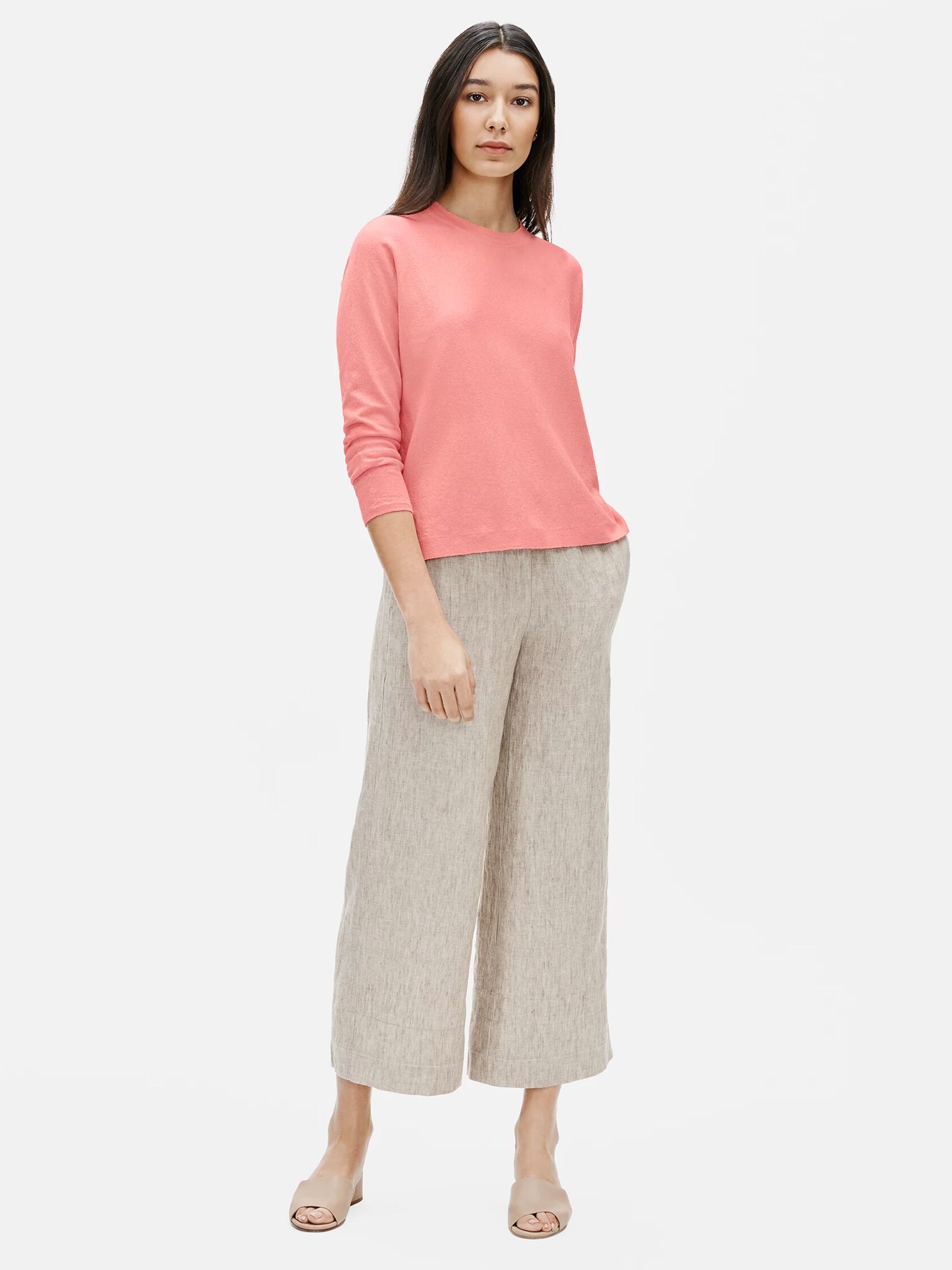 Organic Linen Crepe Stretch Box-Top