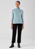 Ribbed Pima Cotton Blend Turtleneck Top