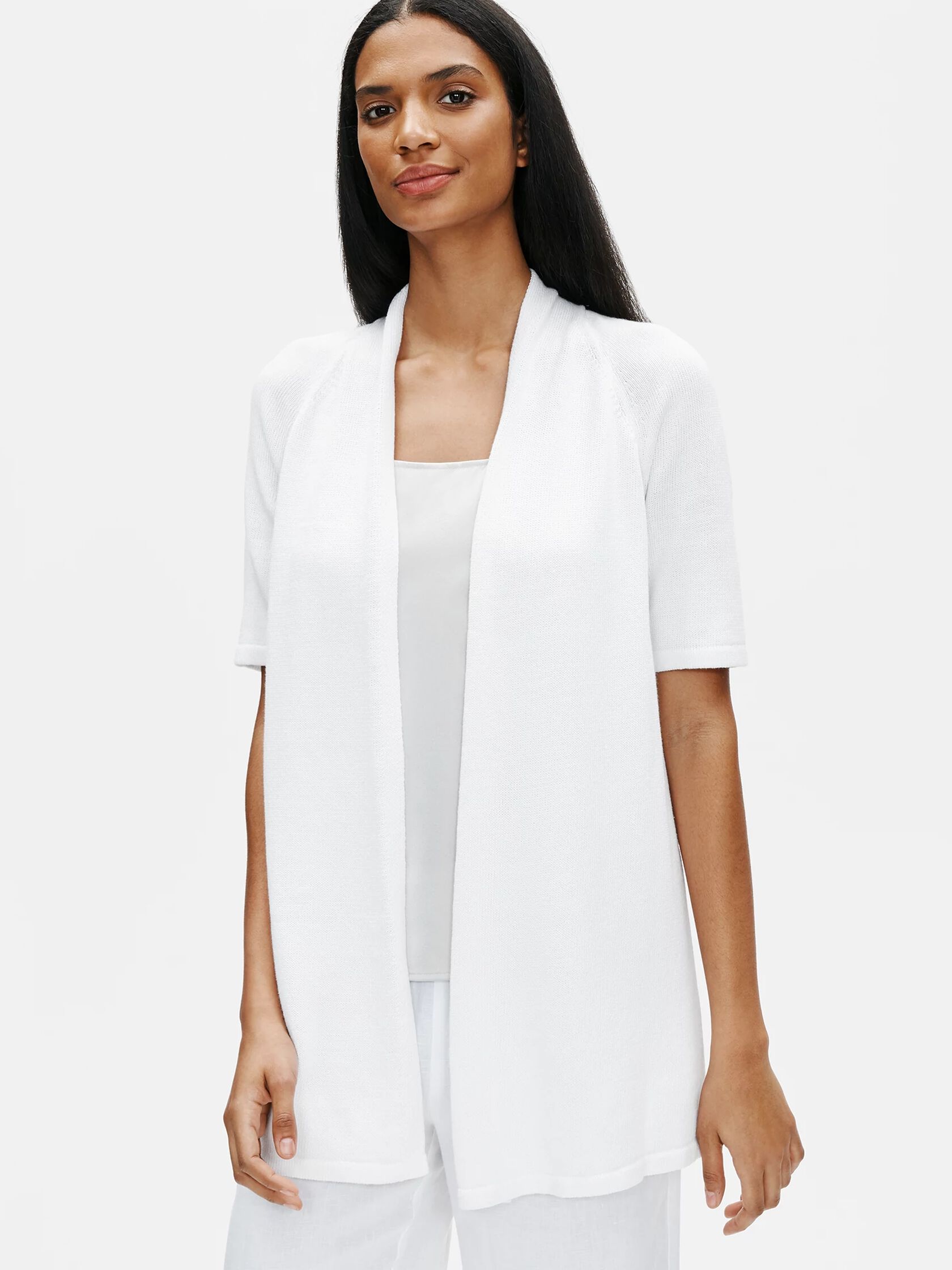 Organic Linen Cotton Short-Sleeve Cardigan