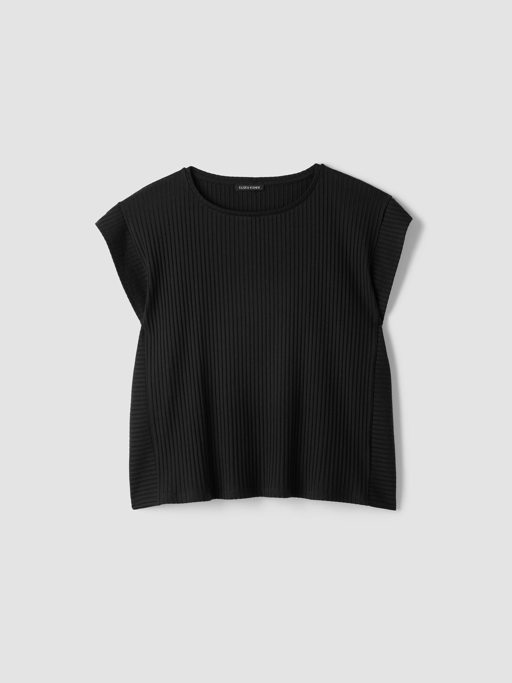 Textured Stretch Rib Round Neck Top