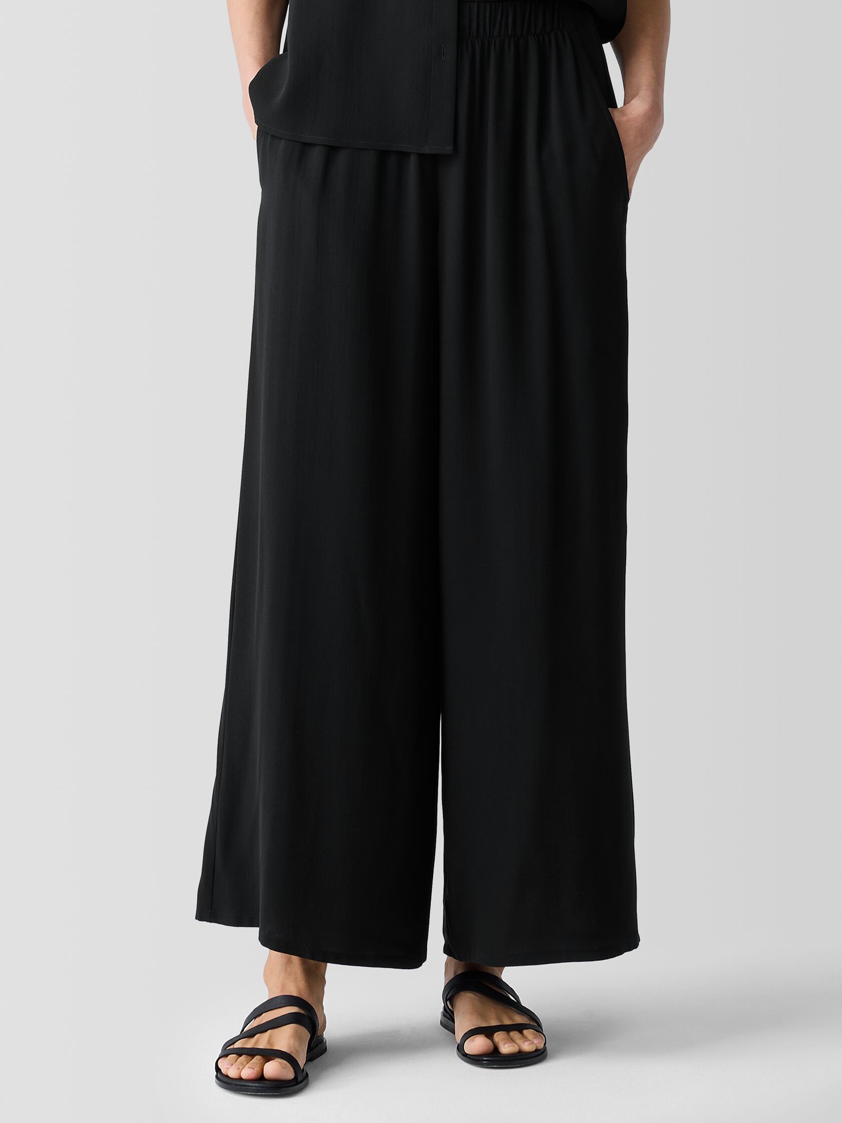 Silk Georgette Crepe Wide-Leg Pant