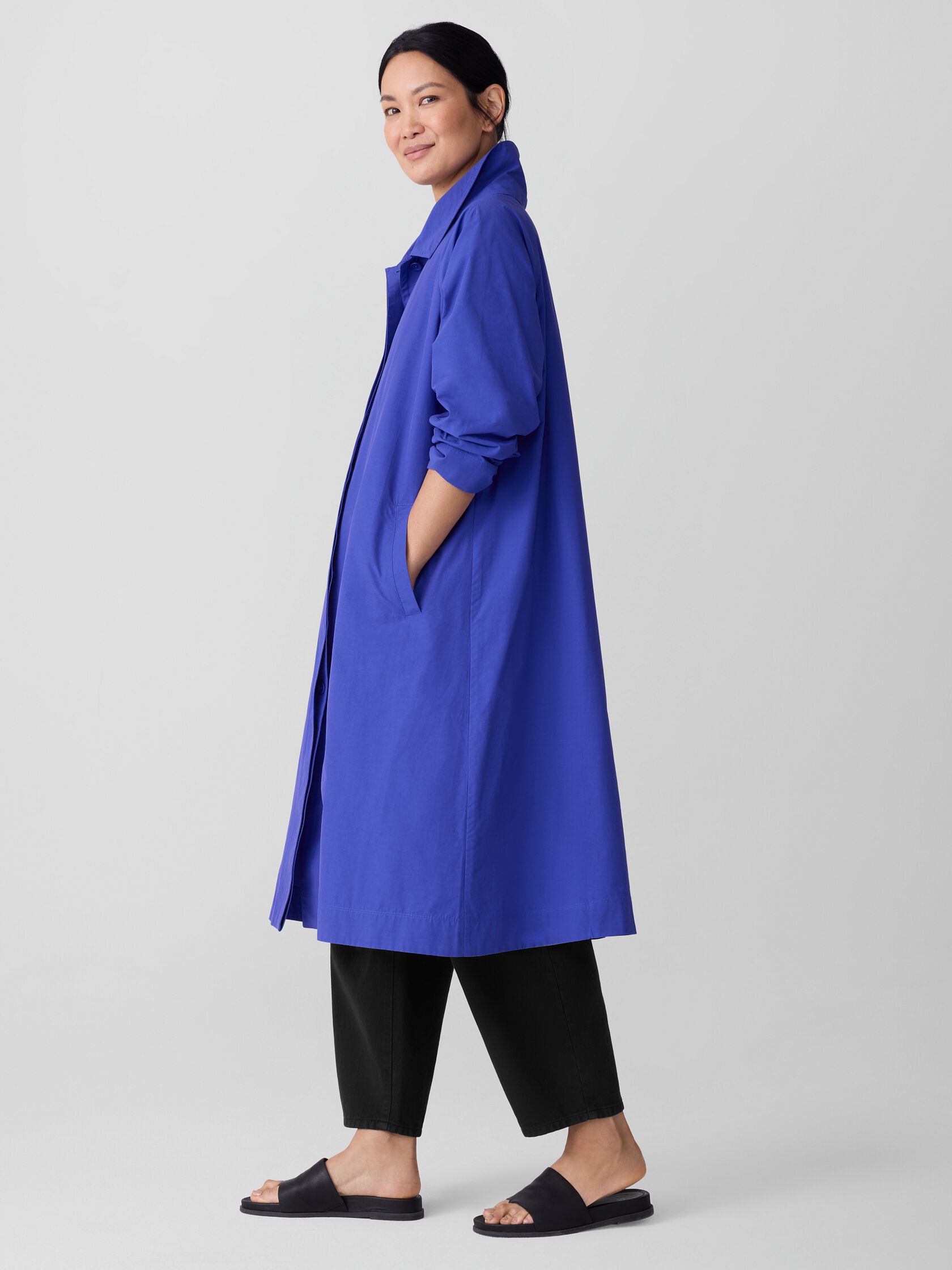 Light Cotton Nylon Classic Collar Coat