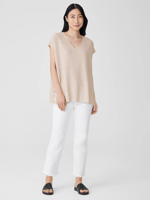 Organic Linen Cotton Seed V-Neck Top