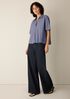 Striped Organic Cotton Poplin Split Neck Top