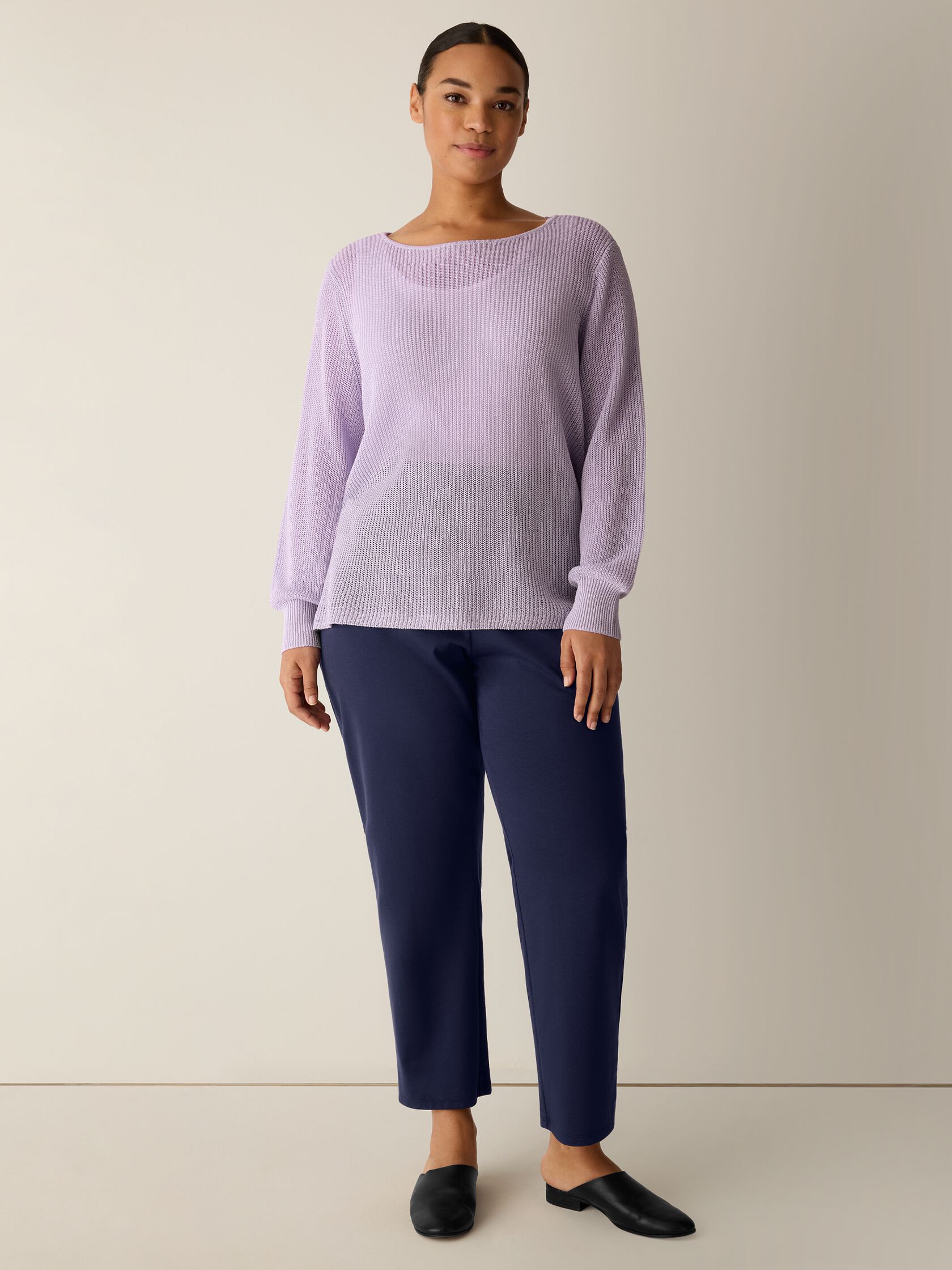 Cotton Silk Cord Ballet Neck Top