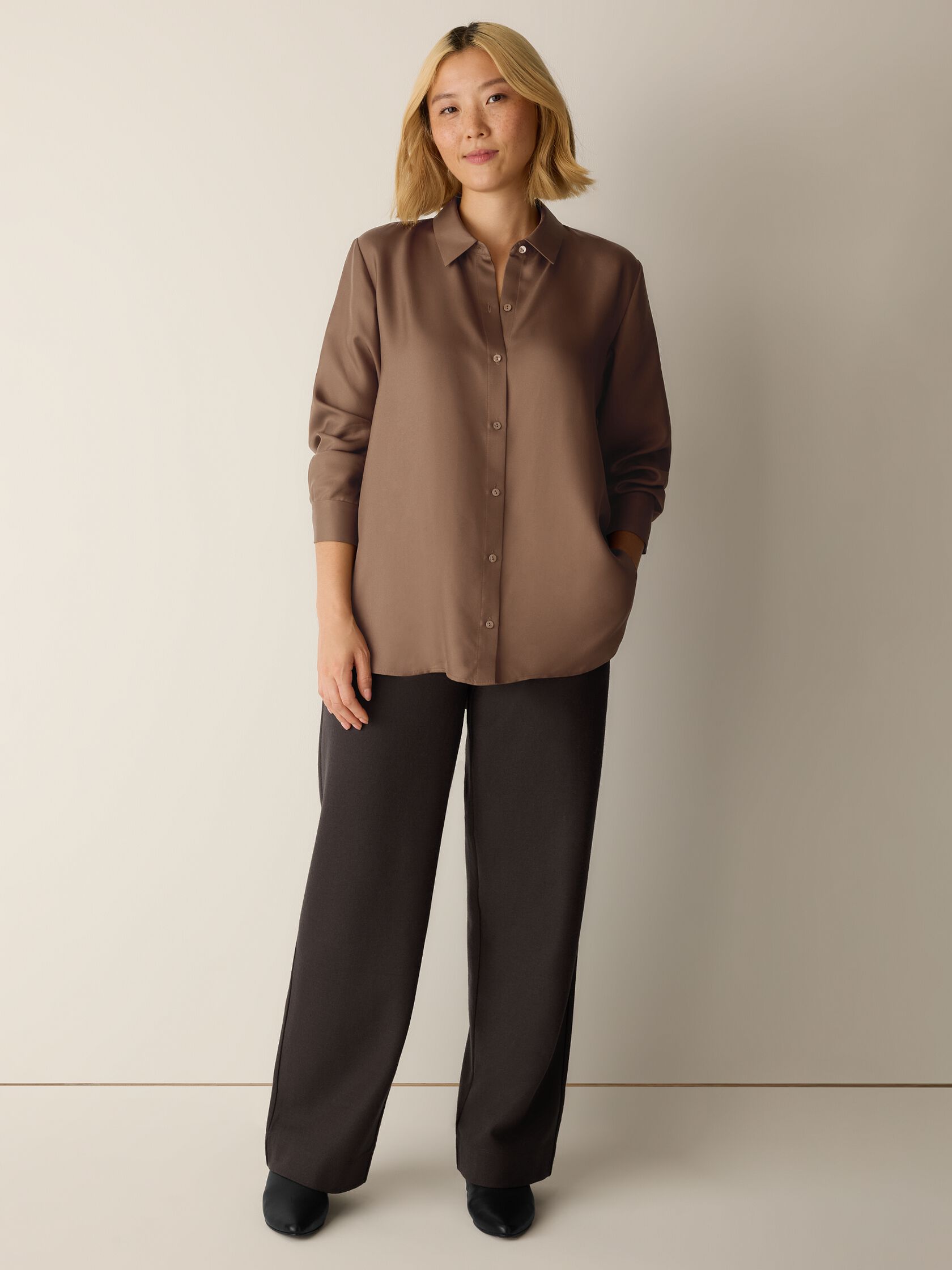 Silk Twill Classic Collar Shirt