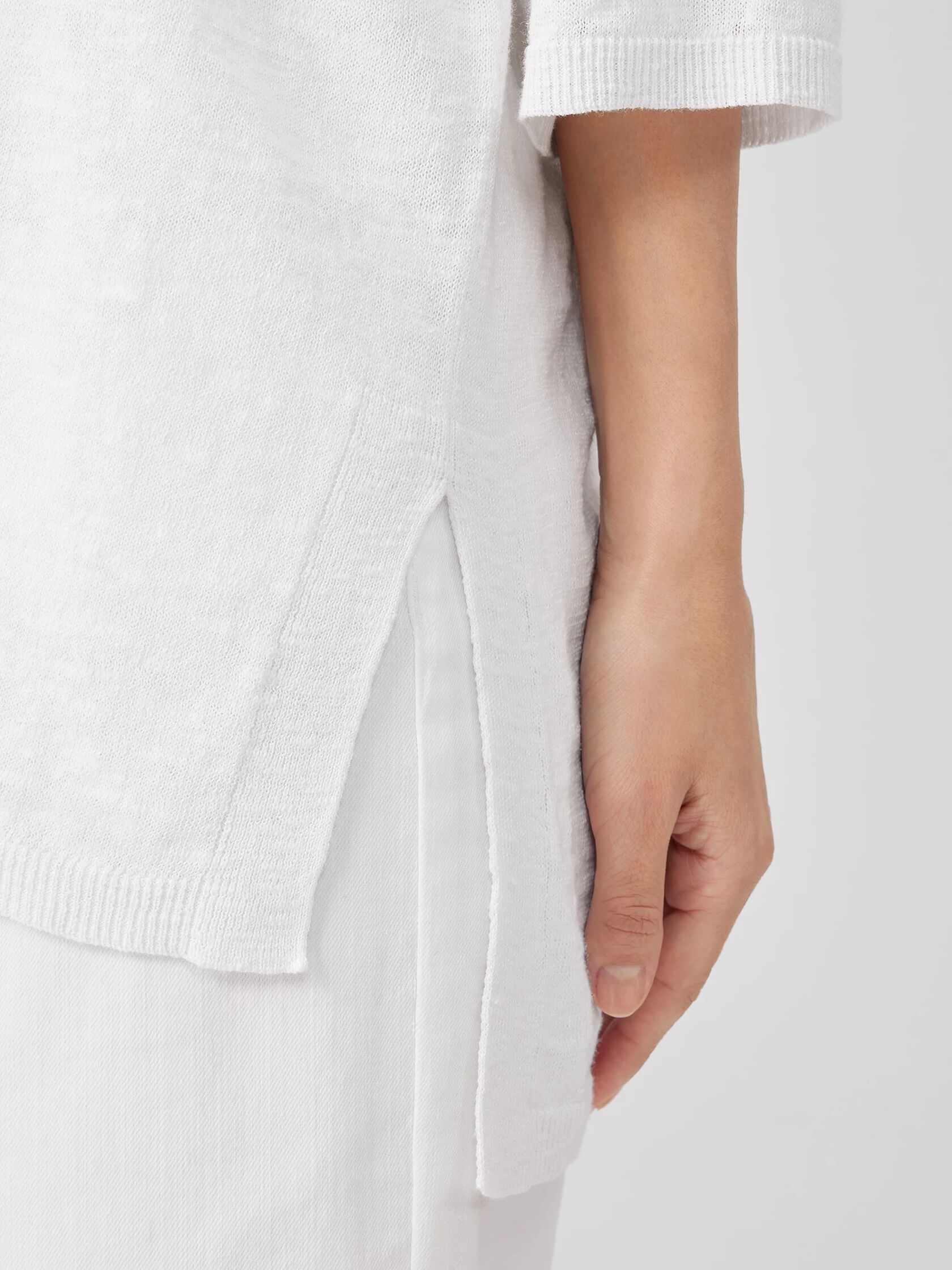 Organic Linen Cotton Slub Crew Neck Long Top