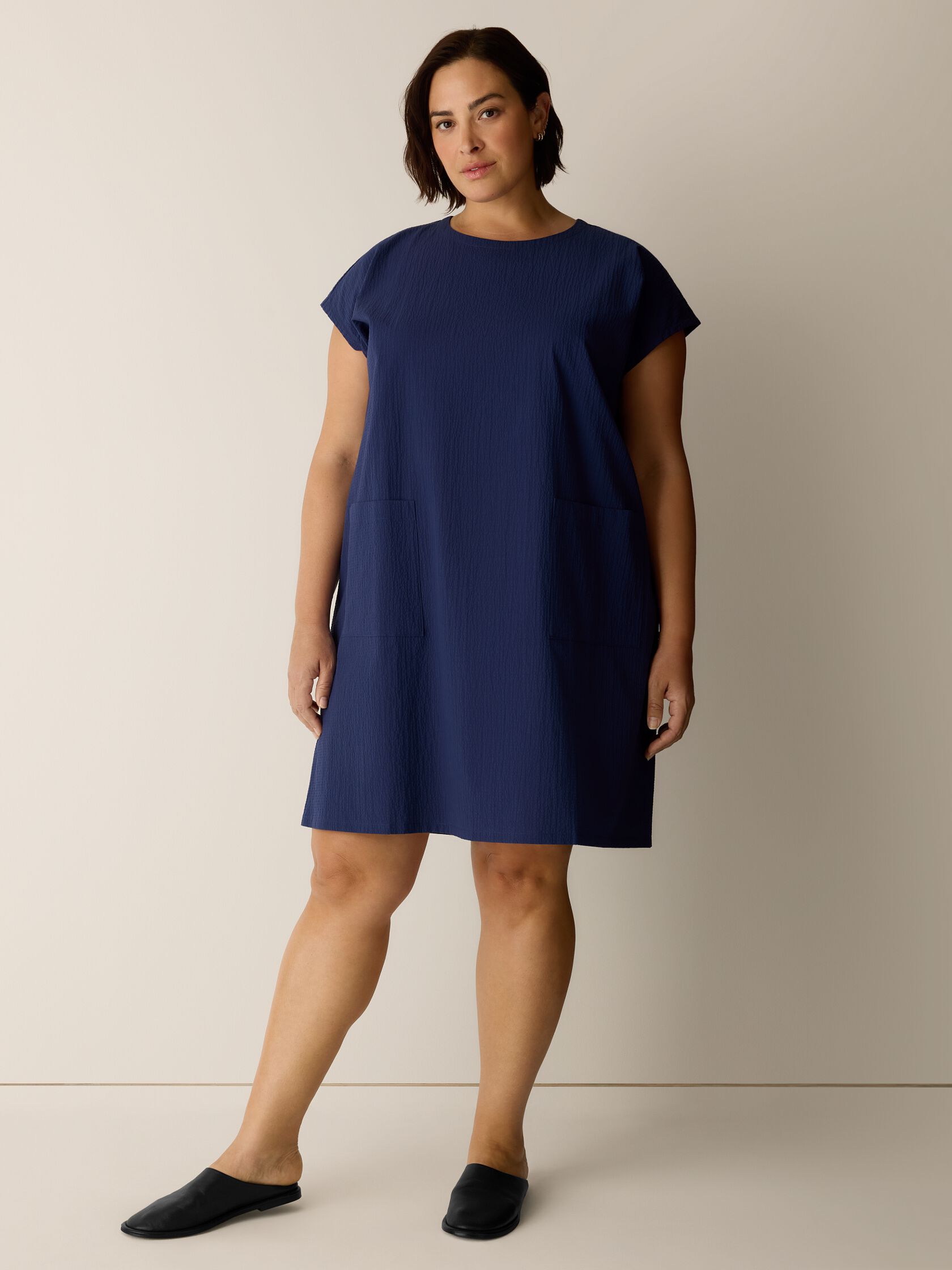 Organic Cotton Pucker Round Neck Dress