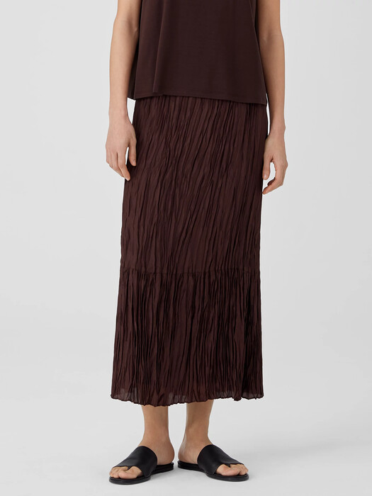 eileen fisher silk habutai dress Eileen Fisher Crushed Silk Habutai Tiered Dress In Seawd - 50% Off