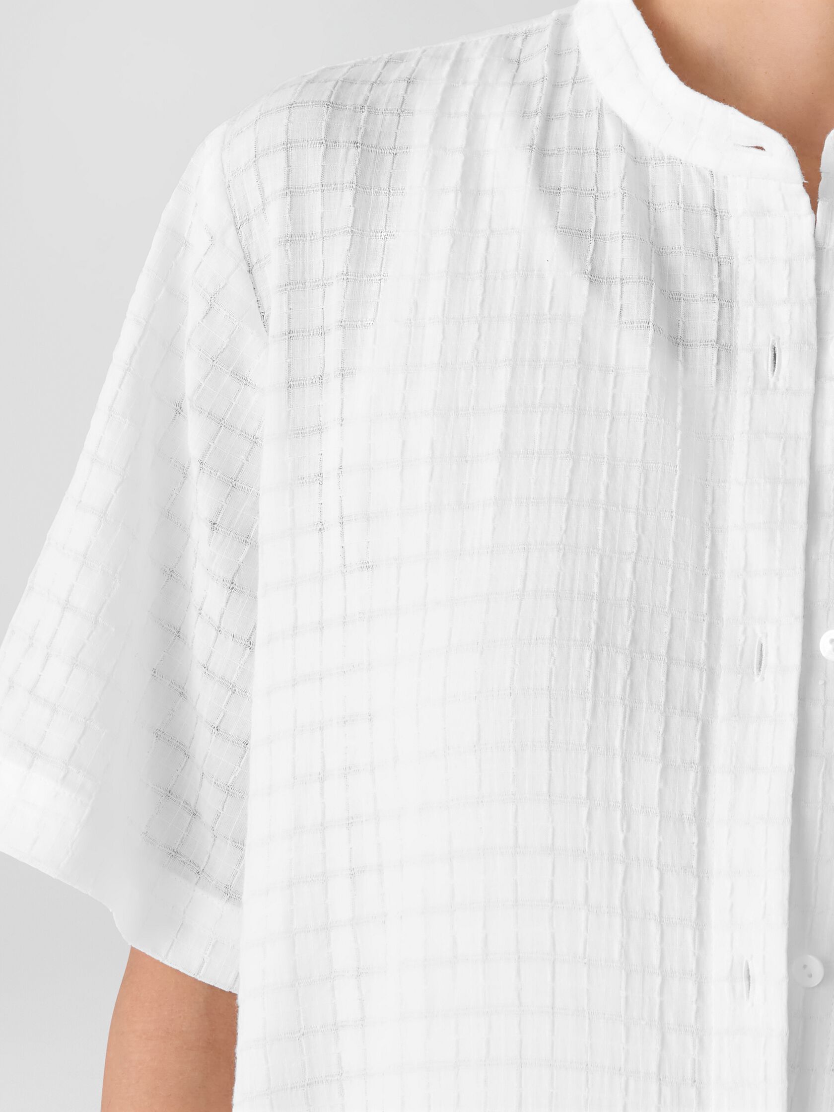 Organic Cotton Voile Box Band Collar Shirt