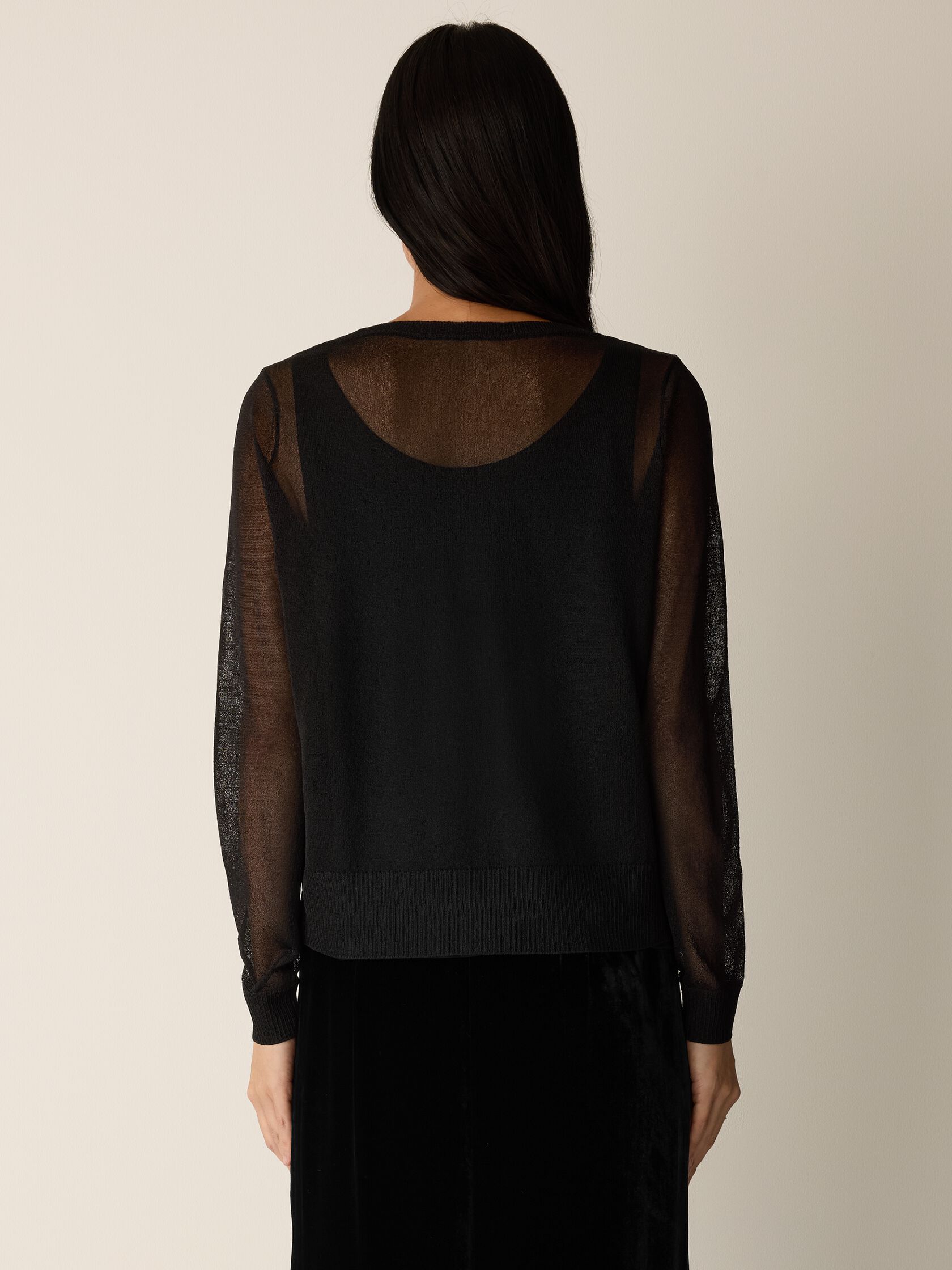 Gossamer Viscose Wedge Crew Neck Top