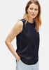 Stretch Silk Charmeuse Round Neck Shell