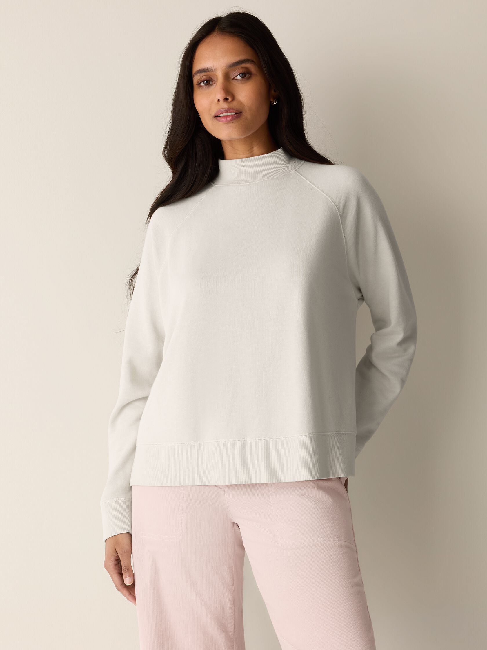 Garment-Dyed Organic Cotton Terry High Neck Top