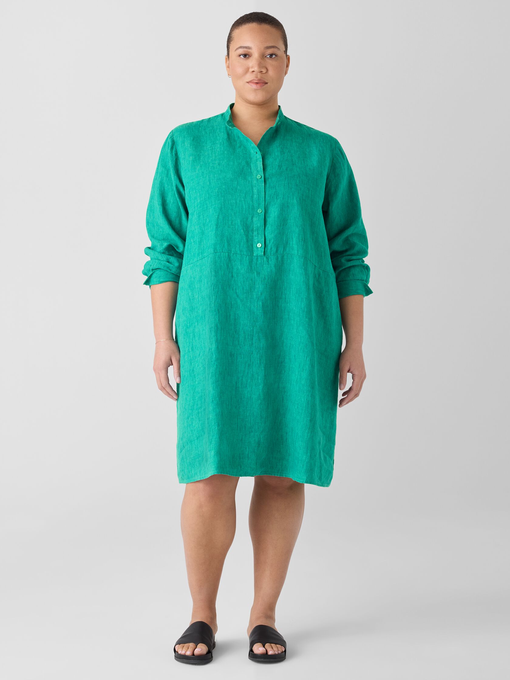 Washed Organic Linen D&eacute;lav&eacute; Shirtdress