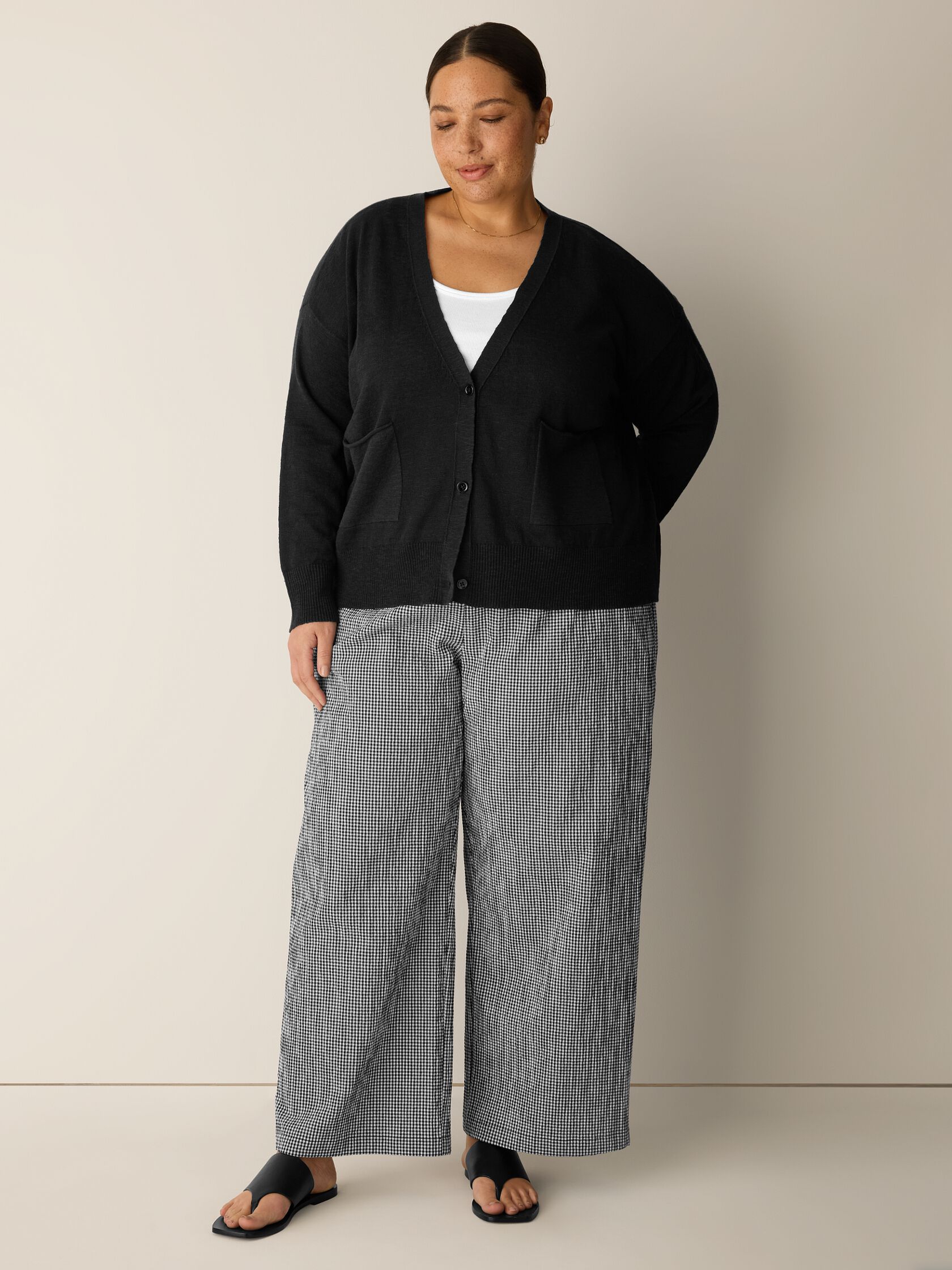 Organic Linen Cotton Slub Slouchy Cardigan