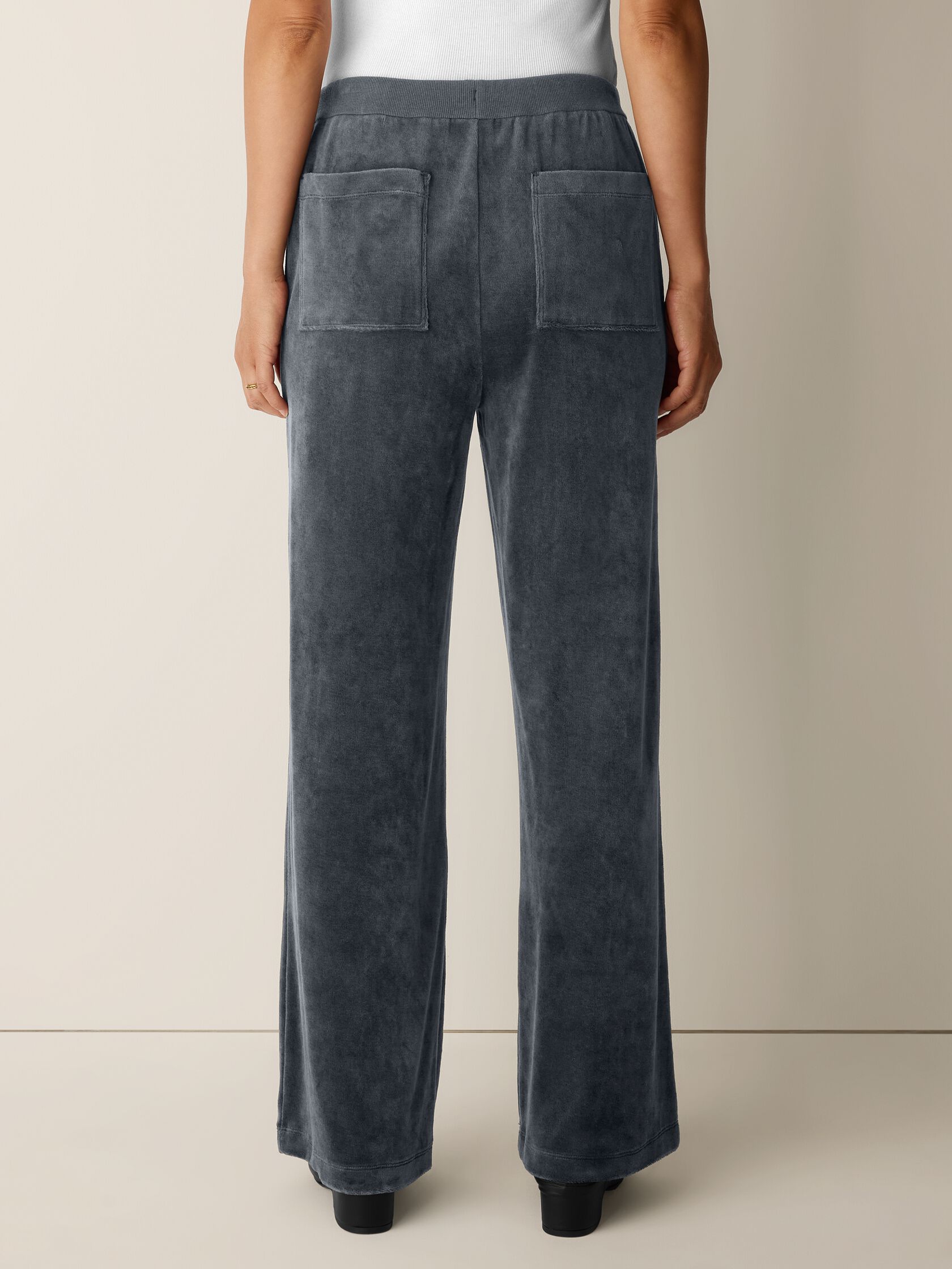 Cozy Velour Knit Wide-Leg Pant