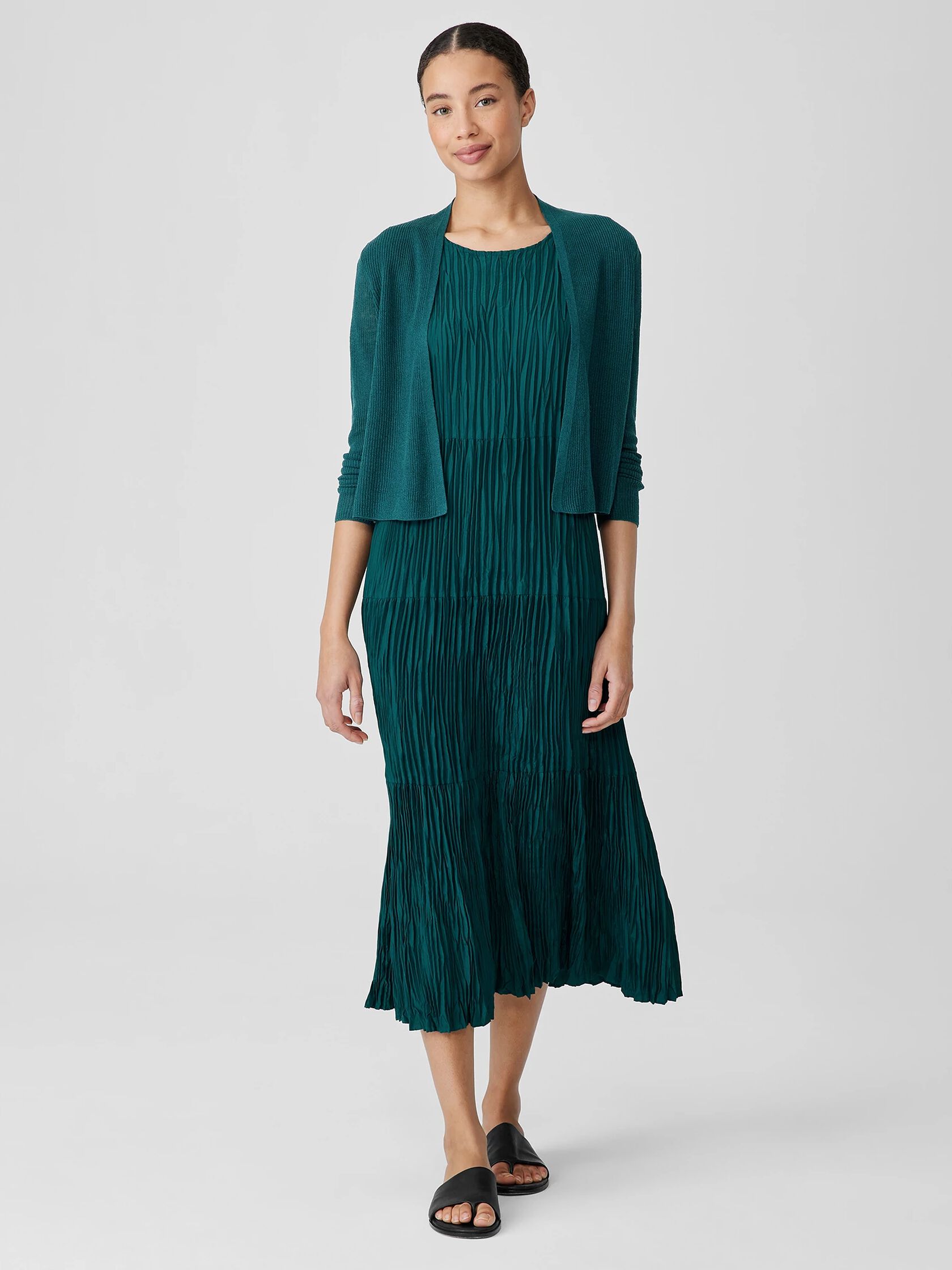 Organic Linen Cotton Airy Tuck Cropped Cardigan