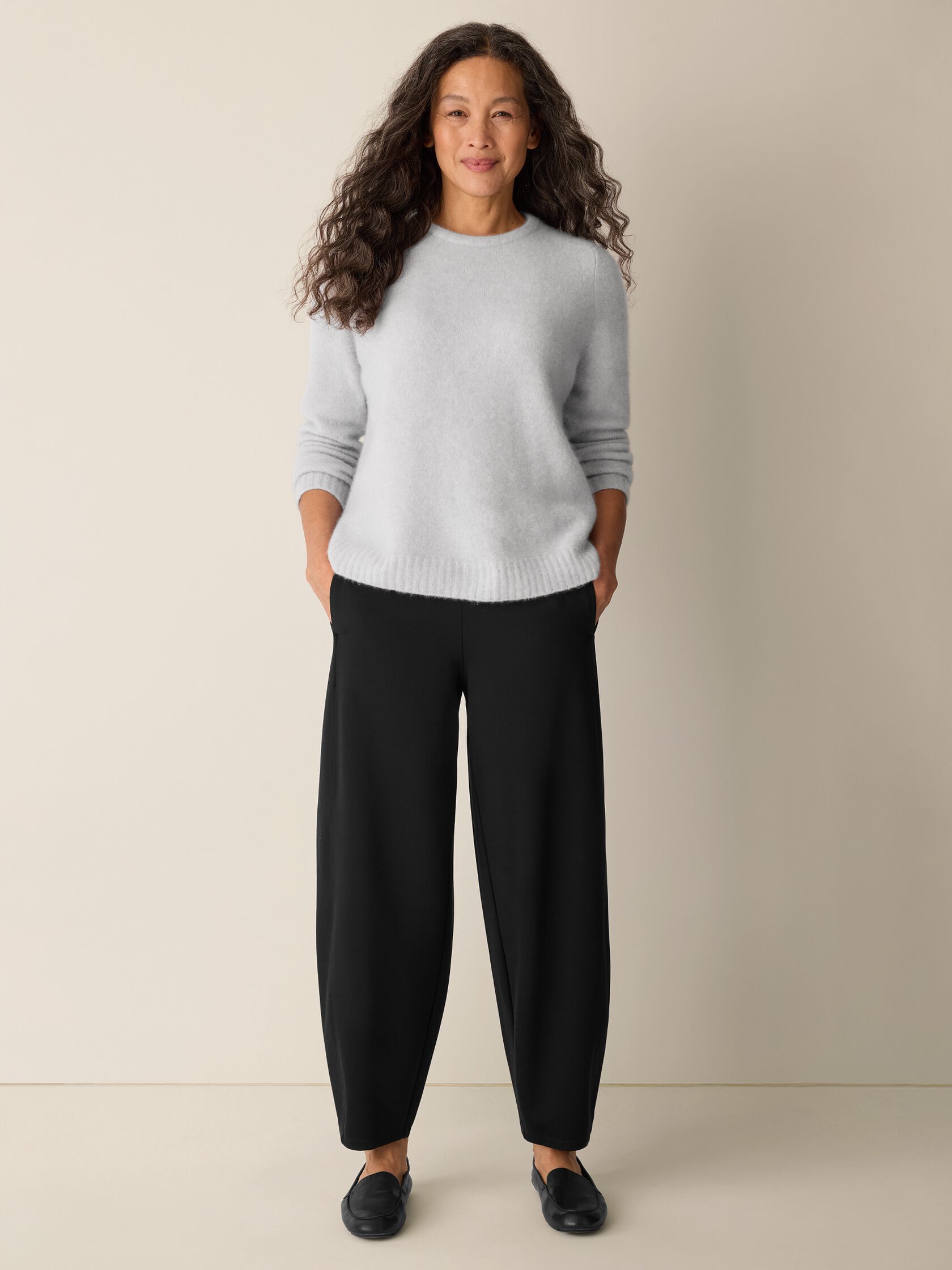 Cashmere Silk Boucle Bliss Crew Neck Top