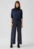 Washable Stretch Crepe High-Waisted Wide Pant