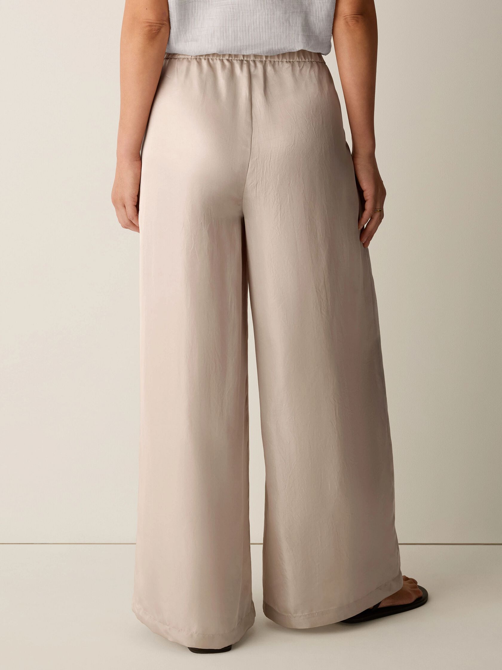 Lightweight Satin Shimmer Full-Length Wide Pant