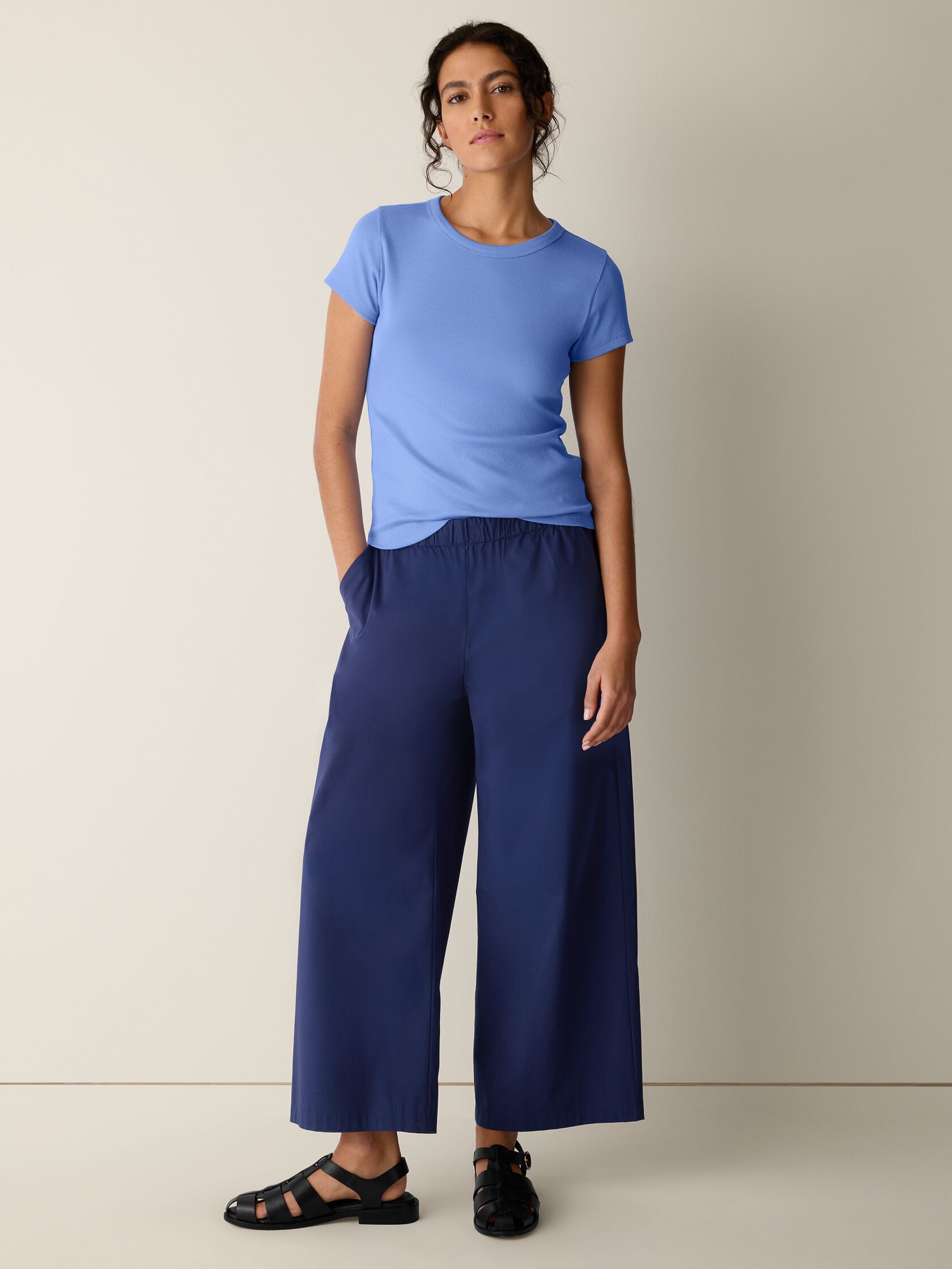 Organic Cotton Stretch Rib Crew Neck Tee