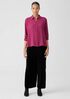 Silk Georgette Crepe Classic Collar Shirt