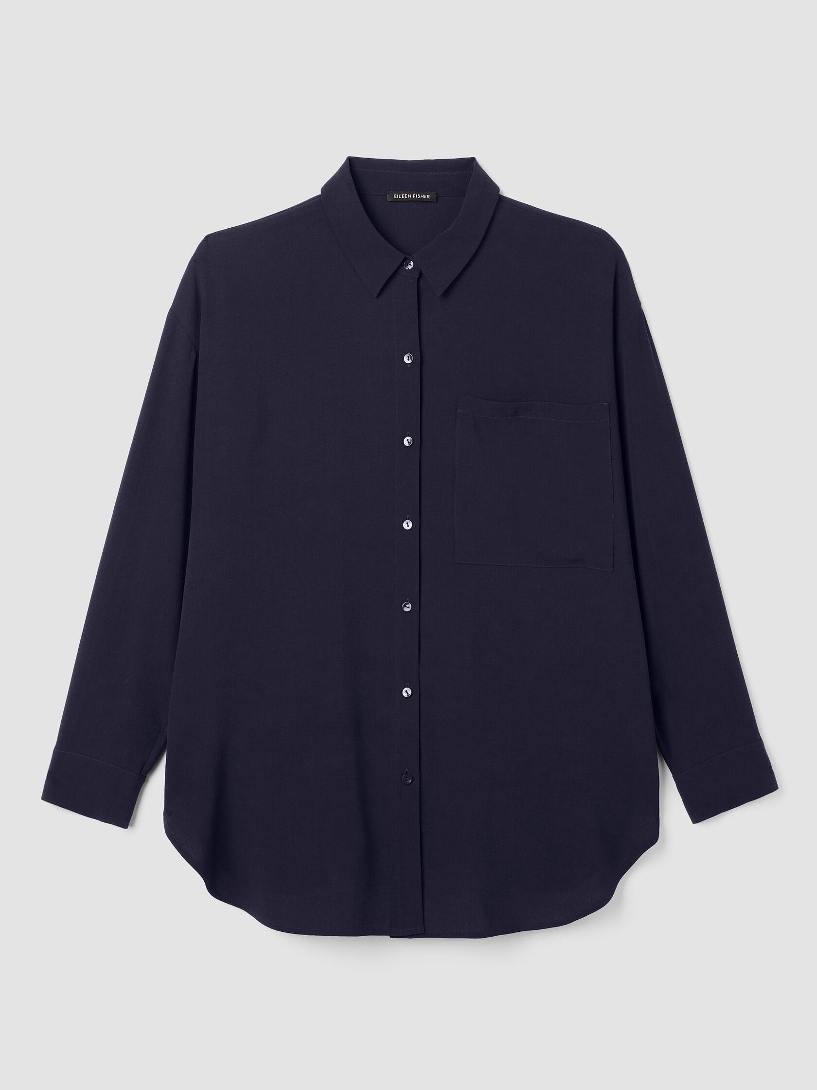 Silk Georgette Crepe Classic Collar Long Shirt