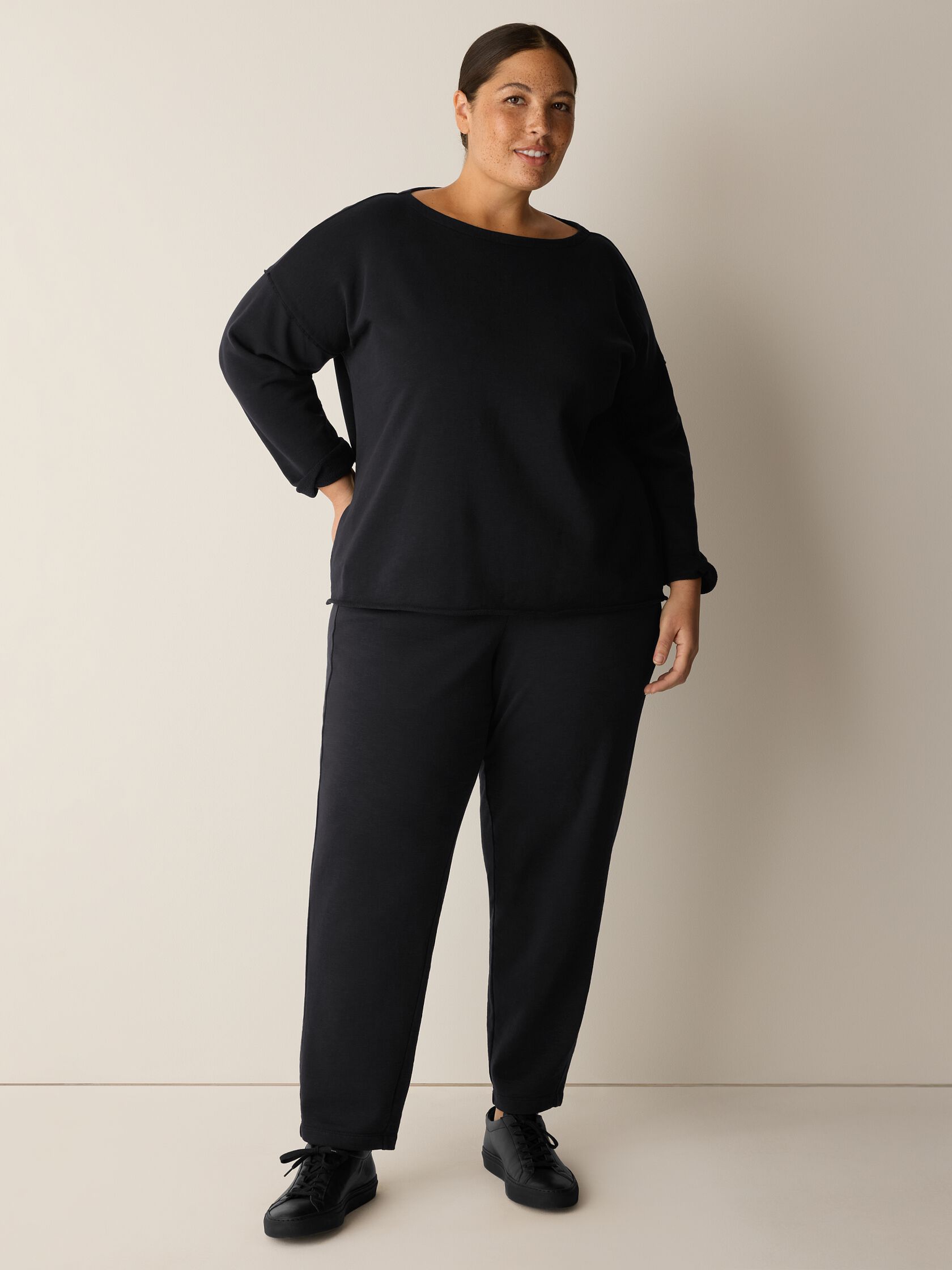 Garment-Dyed Organic Cotton Terry Bateau Neck Box-Top