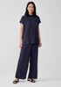 Woven Plissé Mock Neck Top