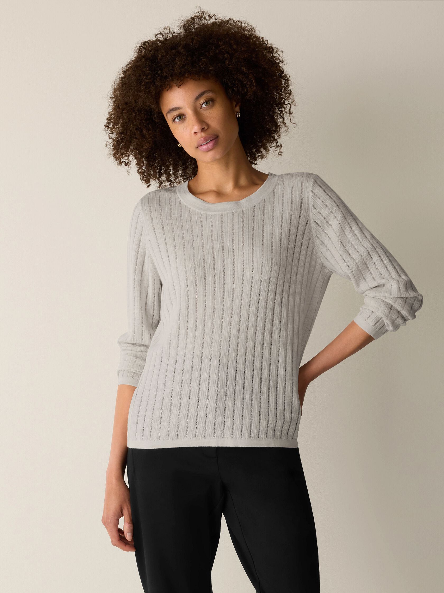 Superfine Merino Crew Neck Top in Regenerative Wool